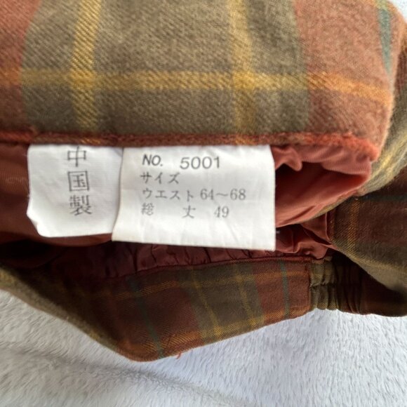 Women’s Checkered High Waist Pleated Shorts Red Brown Casual Lined Pockets 64-68 - Picture 3 of 12